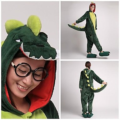shop cheap new style Cute Green Dinosaur Adult Coral Fleece Kigurumi Pajamas Animal Sleepwear cheap sale